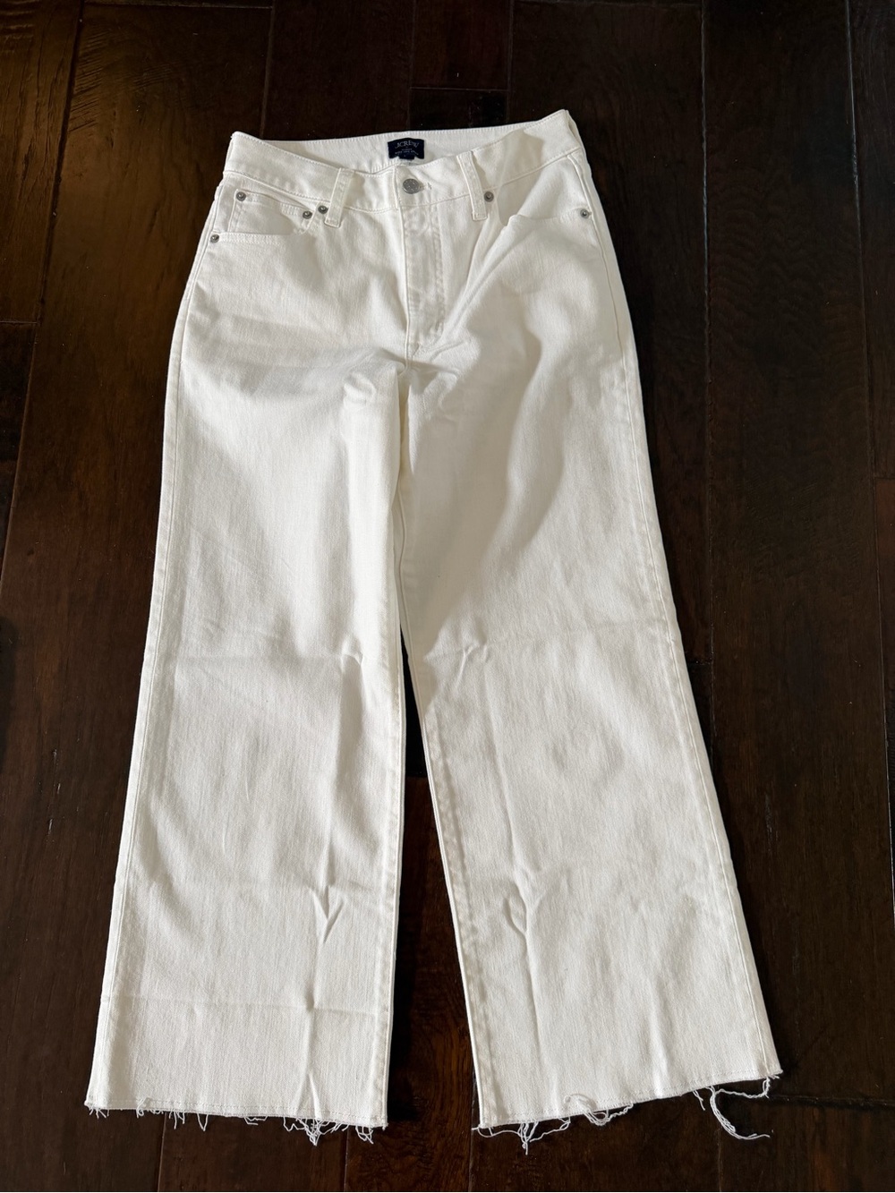 J. Crew Factory White Ankle-Crop Wide Leg Jeans